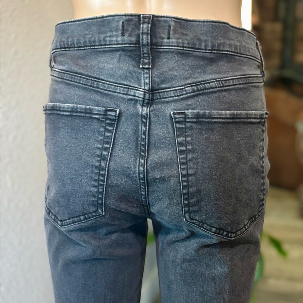 FREE PEOPLE Charcoal Black High-Waisted Distressed Skinny Jeans - Picture 6 of 7